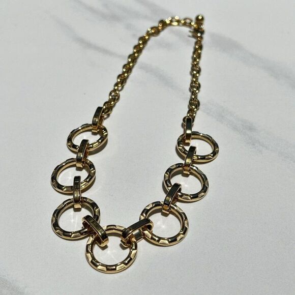New! “Francesca” Gold Statement Circle Necklace - Picture 1 of 4